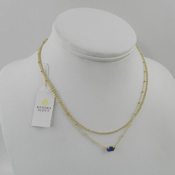 Emilie Rose Gold Multi Strand Necklace Cobalt Blue - Picture 3 of 4
